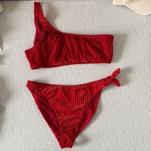 Dippin' Daisy's Velvet Red One-Shoulder Bikini
